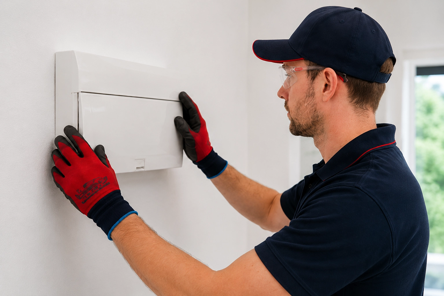 Emergency electrician repairing a faulty consumer unit