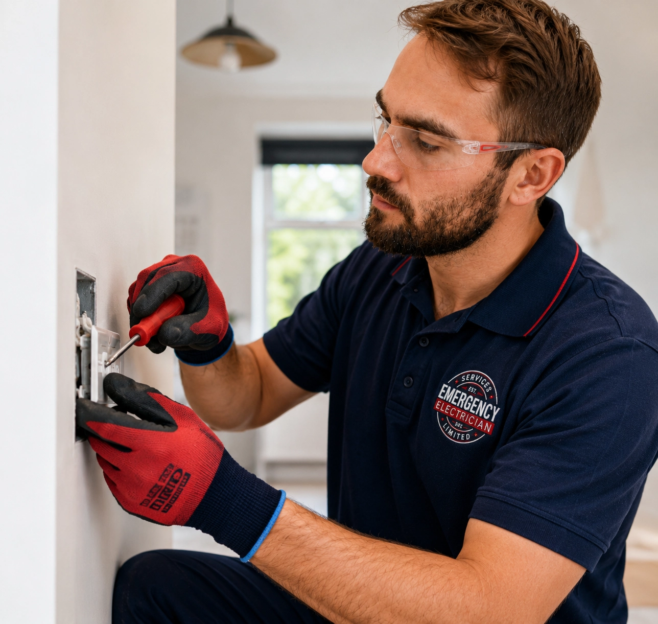 Emergency electrician attending an urgent call-out in London