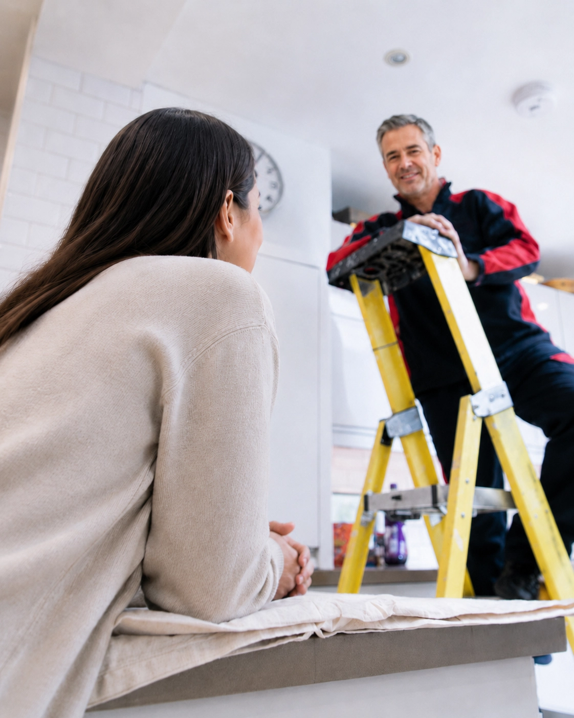Emergency electrician diagnosing the cause of a power outage