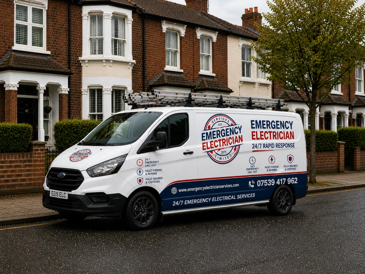 Emergency electrician carrying out urgent electrical repairs