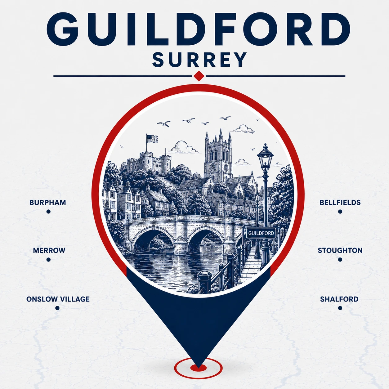 Emergency electrician covering Guildford with Burpham, Merrow, Onslow Village, Bellfields, Stoughton and Shalford.