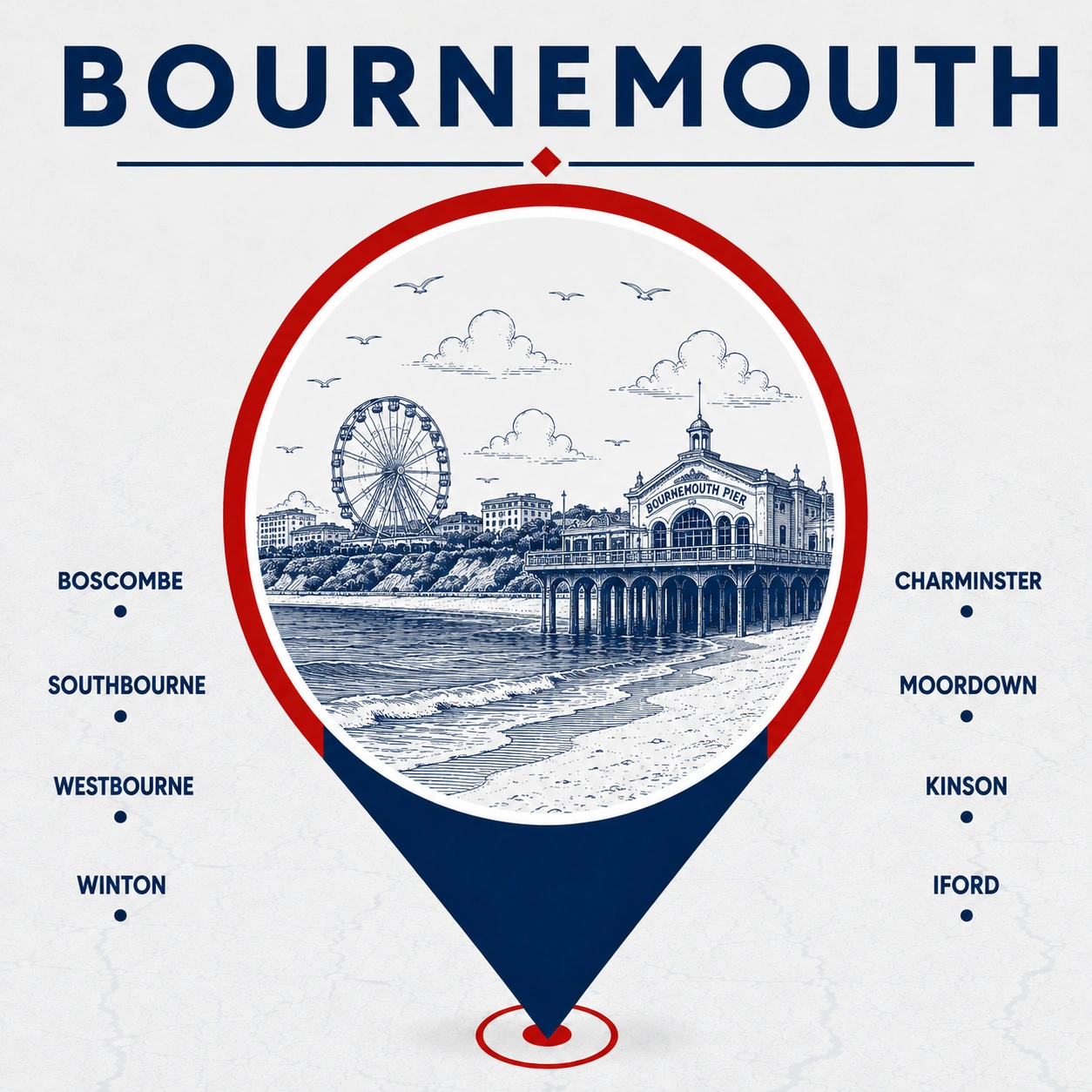 Map showing emergency electrical service coverage around Bournemouth