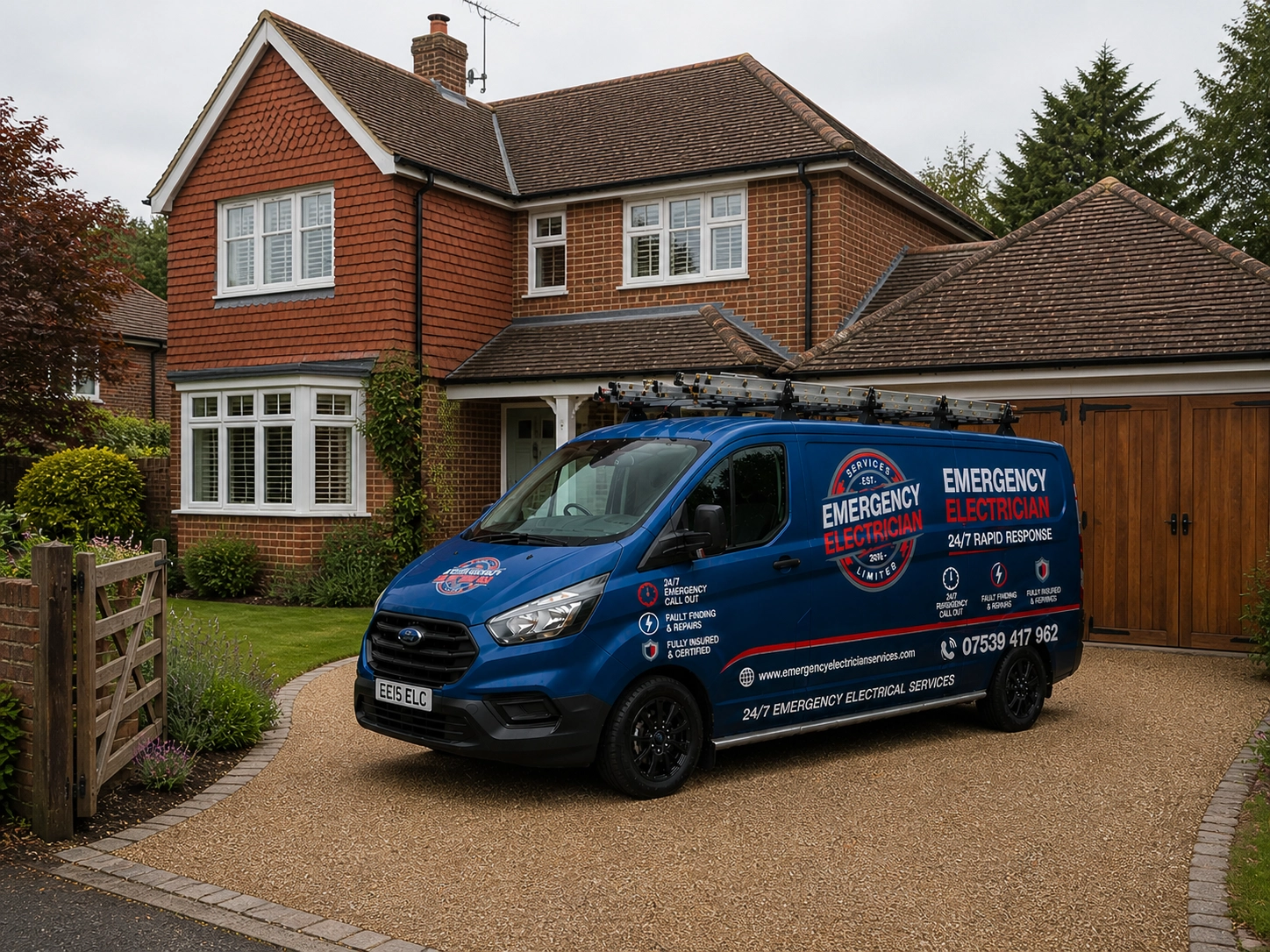 Emergency electrician arriving at a residential property in Bournemouth