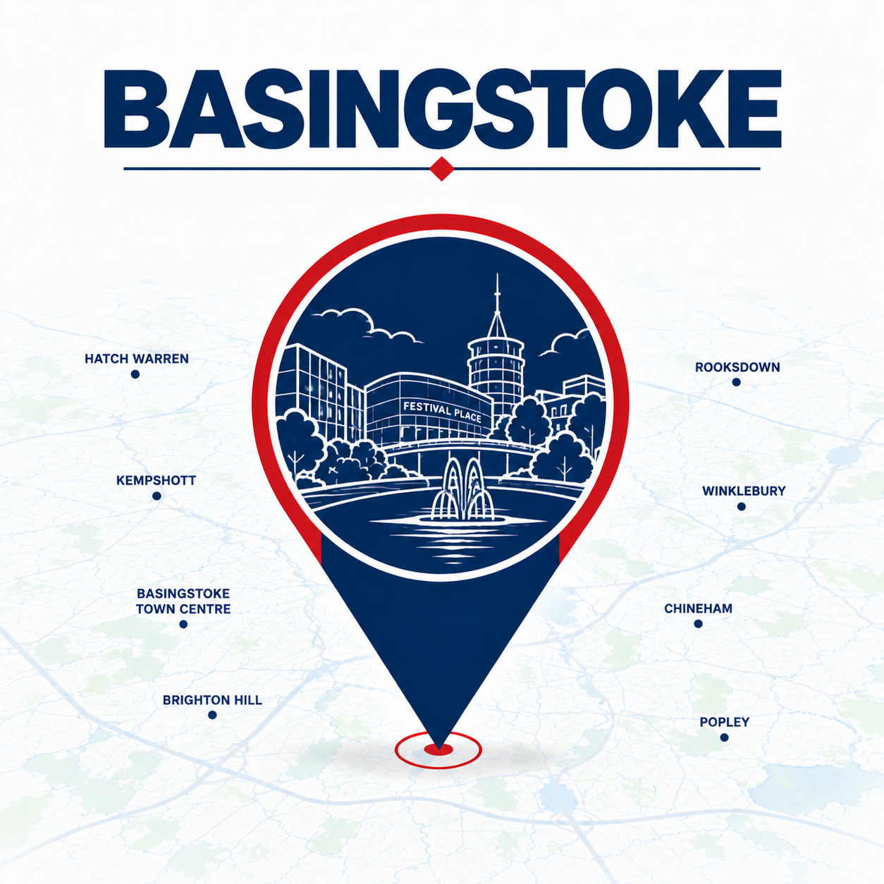 Emergency electrician coverage map for Basingstoke and surrounding areas