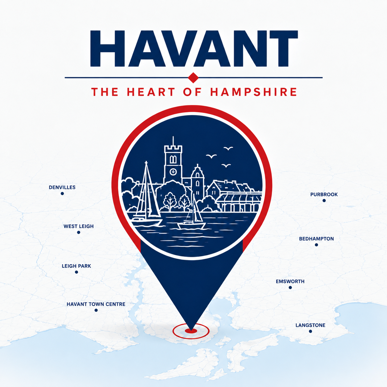 Emergency electrician coverage map for Havant and surrounding areas
